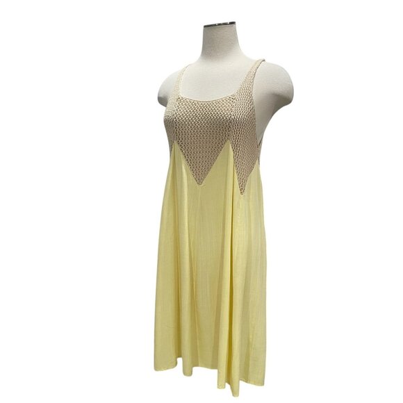 Hayden Los Angeles Yellow Crochet Top Sleeveless Sundress L Boho Flowy Festival - Picture 7 of 9